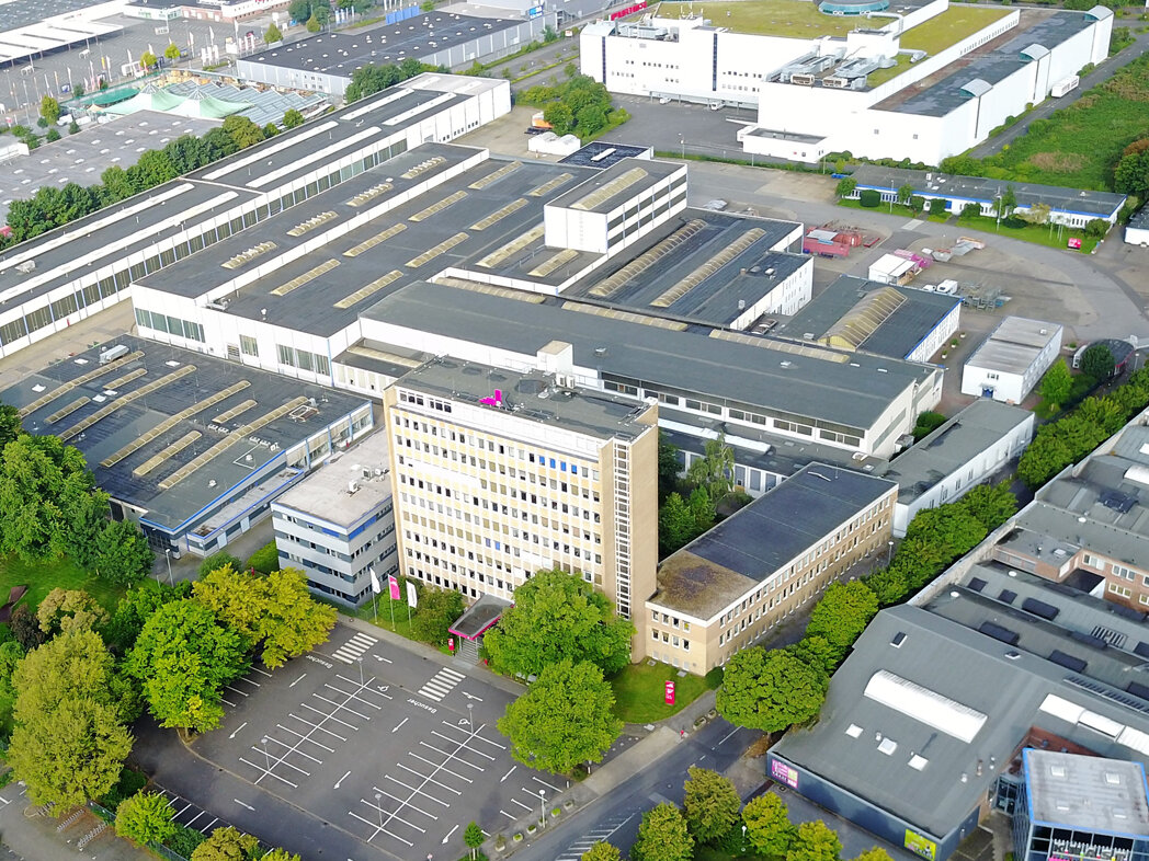 [Translate to German:] Aerial view on Jagenberg Textiles buildings